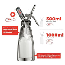 Load image into Gallery viewer, Whipped Cream Dispenser Stainless Steel Keep Warm and Cold,500mL/1 Pint Double Wall Thermos Whipped Cream Maker,5 Various Stainless Decorating Nozzles,1 Cleaning Brush,N2O Chargers NOT Included, DoubleWall_6193
