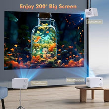 Load image into Gallery viewer, Wielio Projector with WiFi and Bluetooth Native 1080P Full HD Projector 18000 Lumens Outdoor 200" Projection Screen Video Movie Proyector Compatible with Smartphone, HDMI,USB,AV,Fire Stick, PS5, White_78
