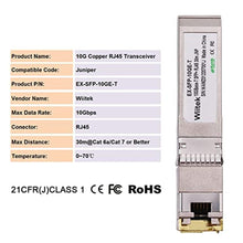 Load image into Gallery viewer, Wiitek 10G SFP+ to RJ45 Copper Modules, 1.25G/2.5G/5G/10GBase-T Ethernet Copper to SFP+ Transceiver Compatible for Juniper EX-SFP-10GE-T(Cat 6a/7 or Better, 30-Meter), ForJuniper_4923
