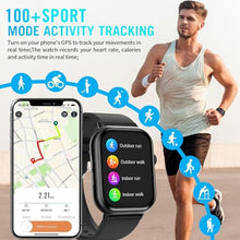 Load image into Gallery viewer, Williben Smart Watches for Men Women, 2.01" HD Screen Fitness Tracker Watch with Blood Pressure/Heart Rate/Sleep Monitor, Smart Watch for Android iOS Phones, IP67 Waterproof Sport Watch (Black)_1772
