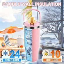 Load image into Gallery viewer, Winscj 32 oz Tumbler with Handle and Flip Straw,Keep Cold or Hot,Fits in Cup Holder,Reusable Leak Proof Stainless Steel Vacuum Water Bottle,Suitable for Home Gym Trave, Easy to Carry (Cyan Blue), CyanBlue_5543
