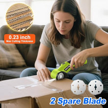 Load image into Gallery viewer, WINTS Cordless Electric Scissors,High-Capacity 2000mah Battery 4V Cardboard Cutter with Safety Lock &amp; LED Light, Rechargeable Rotary Cutter for Box Carpet Plastic Fabric With 2 Blades (Green)_1221
