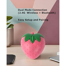 Load image into Gallery viewer, Wireless Bluetooth Mouse Cute Pink Fruit Strawberry Shape Silent Portable Lightweight USB Optical Cordless Dual Mode Mice for PC Laptop Computer Tablet Mac MacBook Pro Desktop Kids Girls Women Gift_1005
