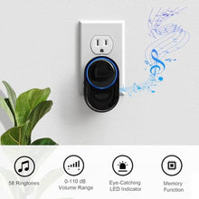 Load image into Gallery viewer, Wireless Doorbell, Wireless Doorbell for Classroom 3 Buttons 2 Receivers, Black_524
