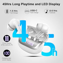 Load image into Gallery viewer, Wireless Earbuds, Bluetooth 5.4 Headphones with 4 ENC Noise Cancelling Mic, 45Hrs Playtime Bluetooth Earphones HiFi Stereo Deep Bass, in Ear Earbuds IP7 Waterproof, Wireless Headphones Silver White, milkywhite_1839
