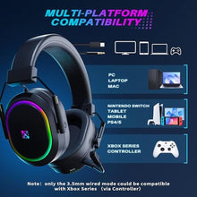 Load image into Gallery viewer, Wireless Gaming Headset for PS5 PS4, 2.4 Ghz Bluetooth Gaming Headphones with Noise Cancelling Microphone, Surround Sound Gamer Headsets for PC Mobile Laptop Xbox Nintendo Switch Mac, BlackGray_5635
