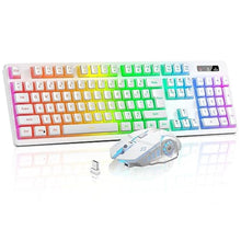 Load image into Gallery viewer, Wireless Gaming Keyboard and Mouse Combo - RGB Backlit, Rechargeable, Ergonomic, for Gaming Work, Long-Lasting Built-in Battery (White)_1
