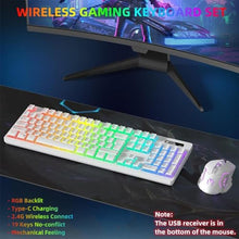 Load image into Gallery viewer, Wireless Gaming Keyboard and Mouse Combo - RGB Backlit, Rechargeable, Ergonomic, for Gaming Work, Long-Lasting Built-in Battery (White)_1905
