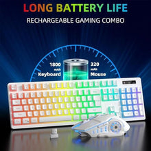 Load image into Gallery viewer, Wireless Gaming Keyboard and Mouse Combo - RGB Backlit, Rechargeable, Ergonomic, for Gaming Work, Long-Lasting Built-in Battery (White)_1906

