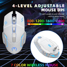 Load image into Gallery viewer, Wireless Gaming Keyboard and Mouse Combo - RGB Backlit, Rechargeable, Ergonomic, for Gaming Work, Long-Lasting Built-in Battery (White)_1908
