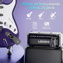 Load image into Gallery viewer, Wireless Guitar System Transmitter Receiver: UHF Cordless 164 Feet Range - 6 Channels USB-C Rechargeable Audio, 220 Rotatable Plug Design for Guitar Bass and Electric Instruments (Black)_4624
