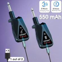 Load image into Gallery viewer, Wireless Guitar System Transmitter Receiver: UHF Cordless 164 Feet Range - 6 Channels USB-C Rechargeable Audio, 220 Rotatable Plug Design for Guitar Bass and Electric Instruments (Black)_4625

