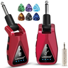 Load image into Gallery viewer, Wireless Guitar System Transmitter Receiver: UHF Cordless 164 Feet Range - 6 Channels USB-C Rechargeable Audio, 220 Rotatable Plug Design for Guitar Bass and Electric Instruments(Red)_1
