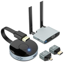 Load image into Gallery viewer, Wireless HDMI Transmitter and Receiver, Plug and Play, Wireless HDMI Extender Kit Support 2.4/5GHz for Streaming Video, Audio and File to Monitor from Laptop/Pc/Tv Box/Projector, silver_1
