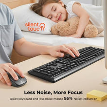 Load image into Gallery viewer, Wireless Keyboard and Mouse Combo, 2.4G/Bluetooth Silent Full-Size Cordless Keyboard Mouse Combo, 3800 DPI Optical Mouse, Wrist Rest, Portable Keyboard Mouse Set for Mac, Windows, Laptop_1149
