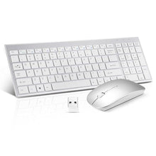 Load image into Gallery viewer, Wireless Keyboard and Mouse Combo, Compact Quiet Wireless Keyboard and Mouse Set 2.4G Ultra-Thin Sleek Design for Windows, Computer, Desktop, PC, Notebook, Laptop-Silver White, SilverWhite_1
