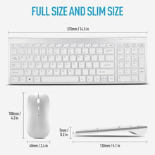 Load image into Gallery viewer, Wireless Keyboard and Mouse Combo, Compact Quiet Wireless Keyboard and Mouse Set 2.4G Ultra-Thin Sleek Design for Windows, Computer, Desktop, PC, Notebook, Laptop-Silver White, SilverWhite_6077
