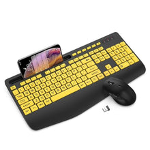Load image into Gallery viewer, Wireless Keyboard and Mouse Combo - Large Print Ergonomic Keyboard with Wrist Rest, Phone Holder, Sleep Mode, Silent 2.4GHz Keyboard Mouse Set for Computer, Laptop, PC, Mac, Windows - Trueque_1
