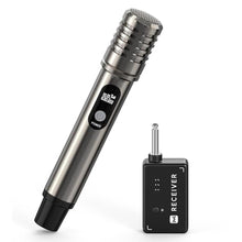 Load image into Gallery viewer, Wireless Microphone, ECHOMUSSY Metal Dynamic Mic System with One-to-One Chip Connection and Rechargeable Receiver, 40H Duration, 200FT Range Receiving, Less Latency Karaoke Microphone for Singing, black_1
