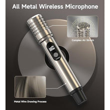 Load image into Gallery viewer, Wireless Microphone, ECHOMUSSY Metal Dynamic Mic System with One-to-One Chip Connection and Rechargeable Receiver, 40H Duration, 200FT Range Receiving, Less Latency Karaoke Microphone for Singing, black_5154
