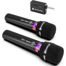Load image into Gallery viewer, Wireless Microphone, Rechargeable Wireless Microphones with One-to-One Chip Connection and LED Lights, 40H Duration, 200FT Range Receiving, Less Latency Karaoke Microphone for Singing, Speech, Party_1
