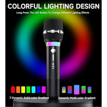 Load image into Gallery viewer, Wireless Microphone, Rechargeable Wireless Microphones with One-to-One Chip Connection and LED Lights, 40H Duration, 200FT Range Receiving, Less Latency Karaoke Microphone for Singing, Speech, Party, Black_5215

