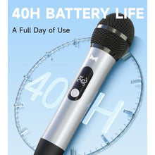 Load image into Gallery viewer, Wireless Microphones for Karaoke Machine, 2 Rechargeable Dynamic Microphones with Receiver, 200FT Wireless Range, 40H Battery Life, for PA Speaker, Amplifier, Church, Party, Speech and Singing, black_5187
