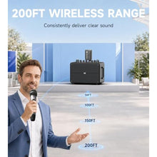 Load image into Gallery viewer, Wireless Microphones for Karaoke Machine, 2 Rechargeable Dynamic Microphones with Receiver, 200FT Wireless Range, 40H Battery Life, for PA Speaker, Amplifier, Church, Party, Speech and Singing, black_5188
