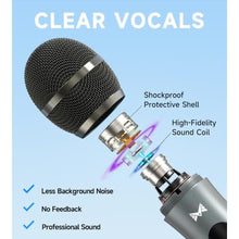 Load image into Gallery viewer, Wireless Microphones for Karaoke Machine, 2 Rechargeable Dynamic Microphones with Receiver, 200FT Wireless Range, 40H Battery Life, for PA Speaker, Amplifier, Church, Party, Speech and Singing, black_5190
