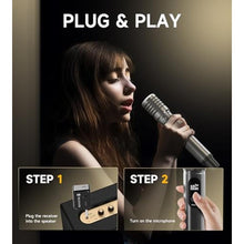 Load image into Gallery viewer, Wireless Microphones, Wireless Microphone with One-to-One Chip Connection, 40H Rechargeable Battery, 200FT Range, Plug and Play, Ergonomic Design,Less Latency Microphone for Singing Video Recording, Black_5573
