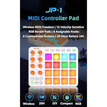Load image into Gallery viewer, Wireless MIDI Controller Pads, Bluetooth Portable USB with 16 Drum 8 Assignable Knobs &amp; 6 Customizable Buttons, Wireless MIDI Beat Maker_679
