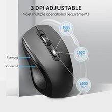 Load image into Gallery viewer, Wireless Mouse with Side Buttons for Laptop, PC, Chromebook, Mac, MacBook, Silent Mouse with USB Nano Receiver, 1000/1600/2400 DPI, Anti Slip Roller, 6-Button Ergonomic design No Light Design- Black_6194
