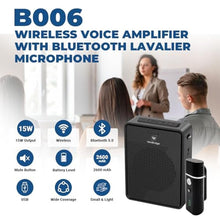 Load image into Gallery viewer, Wireless Voice Amplifier with Bluetooth Lavalier Microphone B006, Black_3407
