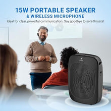 Load image into Gallery viewer, Wireless Voice Amplifier with Headset Microphone,Personal Wireless Bluetooth Amplifier with Mic,Teachers Microphone Wireless,Mini Megaphone Speaker,Portable PA System for Classroom C002, Black_3357
