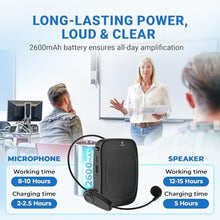 Load image into Gallery viewer, Wireless Voice Amplifier with Headset Microphone,Personal Wireless Bluetooth Amplifier with Mic,Teachers Microphone Wireless,Mini Megaphone Speaker,Portable PA System for Classroom C002, Black_3358
