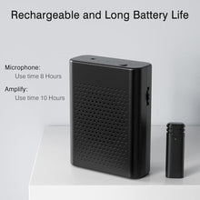 Load image into Gallery viewer, Wireless Voice Amplifier with Wireless Lavalier Lapel Microphone, PA System, Portable Speaker and Cordless Omnidirectional Condenser Recording Mic for Teacher, Streaming,Classroom,Speech, Meeting,Yoga, Black_1678
