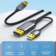 Load image into Gallery viewer, WJESOG DisplayPort to USB C Cable 6.6ft 4K@60Hz with USB Cable Adapter,DP Male to Type-C Male Converter Support Touch with Nreal Air VR, MacBook Pro/Air 2020/2018, iPad Pro/Air, XPS, Black_214
