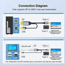 Load image into Gallery viewer, WJESOG DisplayPort to USB C Cable 6.6ft 4K@60Hz with USB Cable Adapter,DP Male to Type-C Male Converter Support Touch with Nreal Air VR, MacBook Pro/Air 2020/2018, iPad Pro/Air, XPS, Black_215
