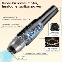 Load image into Gallery viewer, Wkzay Cordless Handheld Vacuum Cleaner - 16000 Pa Suction and Brushless Motor for Rechargeable Lightweight and Portable Cleaning in Home, Black_5990
