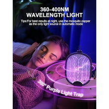 Load image into Gallery viewer, WOCVRYY Electric Fly Swatter Foldable Bug Zapper Racket with 4000V 1800mAh Rechargeable Battery 5-Layer Safety Mesh Dual Modes with Mosquito Light Suitable for Indoor or Outdoor Use(Black)_2707
