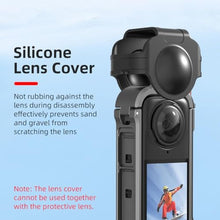 Load image into Gallery viewer, WOENJO Aluminum Frame Cage for Insta360 X4, Protective Case for Insta 360 X4 Accessories, with 1/4" Threads, Cold Shoe Mount, Folding Fingers, Silicone Lens Cap, black_6080

