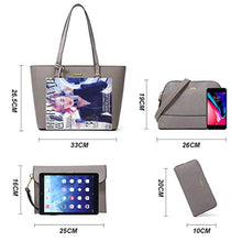 Load image into Gallery viewer, Women Fashion Synthetic Leather Handbags Tote Bag Shoulder Bag Top Handle Satchel Purse Set 4pcs, Grey_2891
