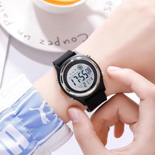 Load image into Gallery viewer, Womens Digital Watches LED Screen Silicone Strap Watch Military Multifunction Waterproof Alarm Stopwatch LED Backlight Outdoor Sports Watch (D Black), DBlack_7559
