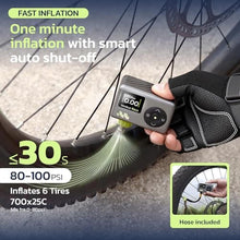 Load image into Gallery viewer, Woowind Mini Bike Pump, 25s Fast, Presta Schrader, Road &amp; MTB, 120 PSI, Silver_734
