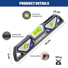 Load image into Gallery viewer, WORKPRO 10-Inch Magnetic Torpedo Level, Patented Double-View Design, Die-Cast Aluminum Alloy Construction, 3 Bubble Vials for 0/90/45 Measurements_3040
