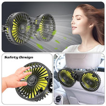 Load image into Gallery viewer, Wowok Car Fan for Rear Seat Passenger Dual Head USB Car Seat Fan for Backseat Kids, 360 Rotatable 3 Speeds Air Circulation Fans for Baby, USB Fans with Adjustable Clip for Vehicles SUV RV Vehicles_17
