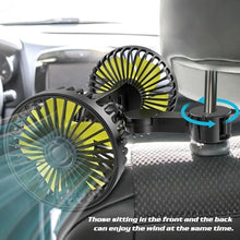 Load image into Gallery viewer, Wowok Car Fan for Rear Seat Passenger Dual Head USB Car Seat Fan for Backseat Kids, 360 Rotatable 3 Speeds Air Circulation Fans for Baby, USB Fans with Adjustable Clip for Vehicles SUV RV Vehicles_19
