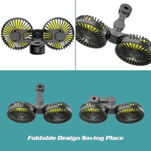 Load image into Gallery viewer, Wowok Car Fan for Rear Seat Passenger Dual Head USB Car Seat Fan for Backseat Kids, 360 Rotatable 3 Speeds Air Circulation Fans for Baby, USB Fans with Adjustable Clip for Vehicles SUV RV Vehicles_20

