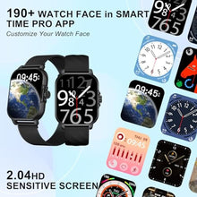 Load image into Gallery viewer, WSQ Smart Watches for Men Women Fitness Tracker Watch 2.04 HD Screen Sport Watch with ChatGpt AI Voice 3 Bands Step Counter 24/7 Heart Rate Sleep Monitor Smartwatch for Android iOS (Black)_662
