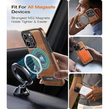 Load image into Gallery viewer, WTCASE Magnetic for iPhone 15 Pro Max Leather Case,Built-in Invisible Stand [Compatible with Magsafe] Protective Slim Kickstand Phone Cover Compatible with iPhone 15 Pro Max (2023) 6.7"(Brown)_8353
